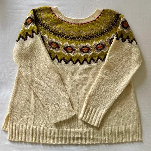 J. Jill Cream and Olive Patterned Sweater - Picture 9 of 10